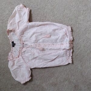 Unique Spectrum Pink Bohemian Style Short Sleeve Blouse Size S